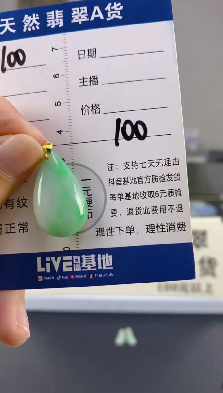 【闪购商品】翡翠颈饰18K金镶嵌天然A货翡翠