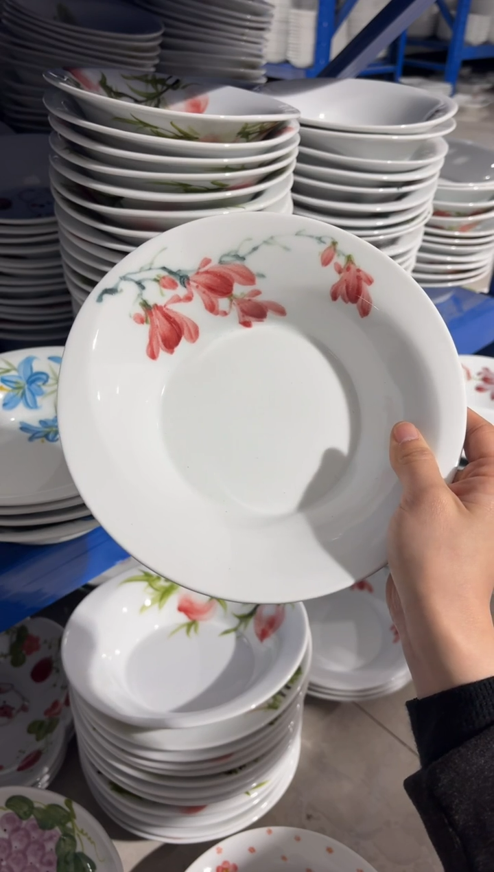 景德镇高温陶瓷食品级手绘釉中彩-喇叭盘