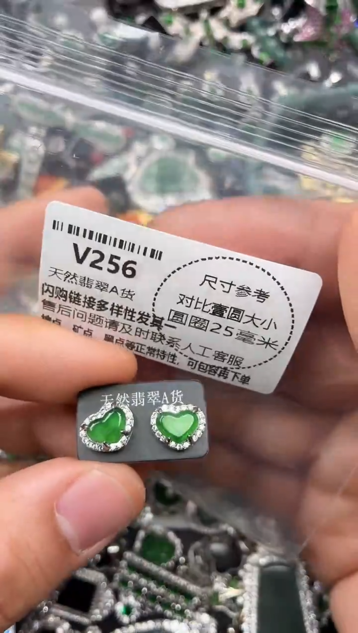 颈饰未镶嵌翡翠V256耳钉