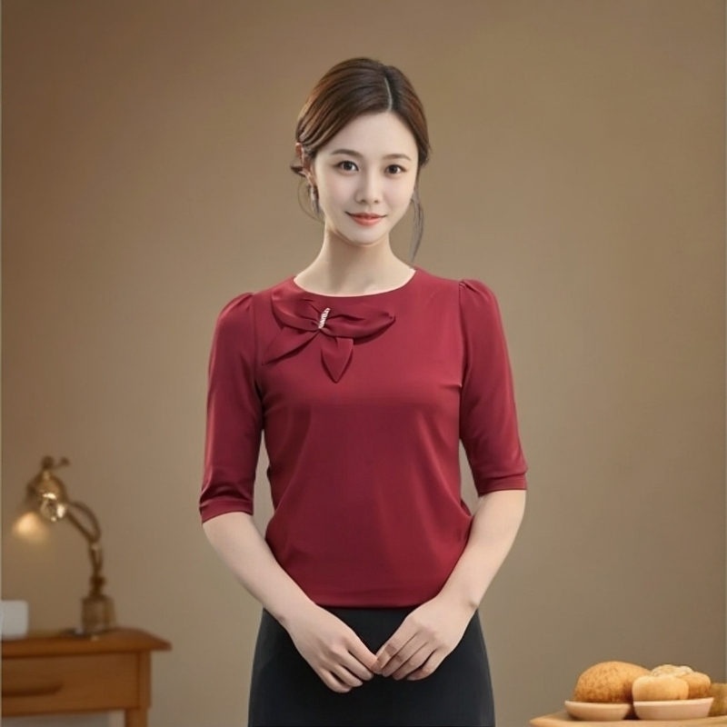 祥好服饰 修身显瘦圆领中长袖T恤 88717