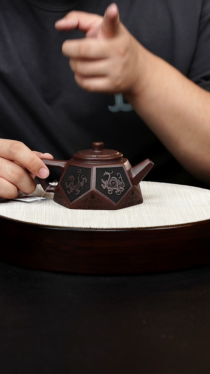 茶壶紫砂宜兴原矿纯手工紫砂 钻石壶