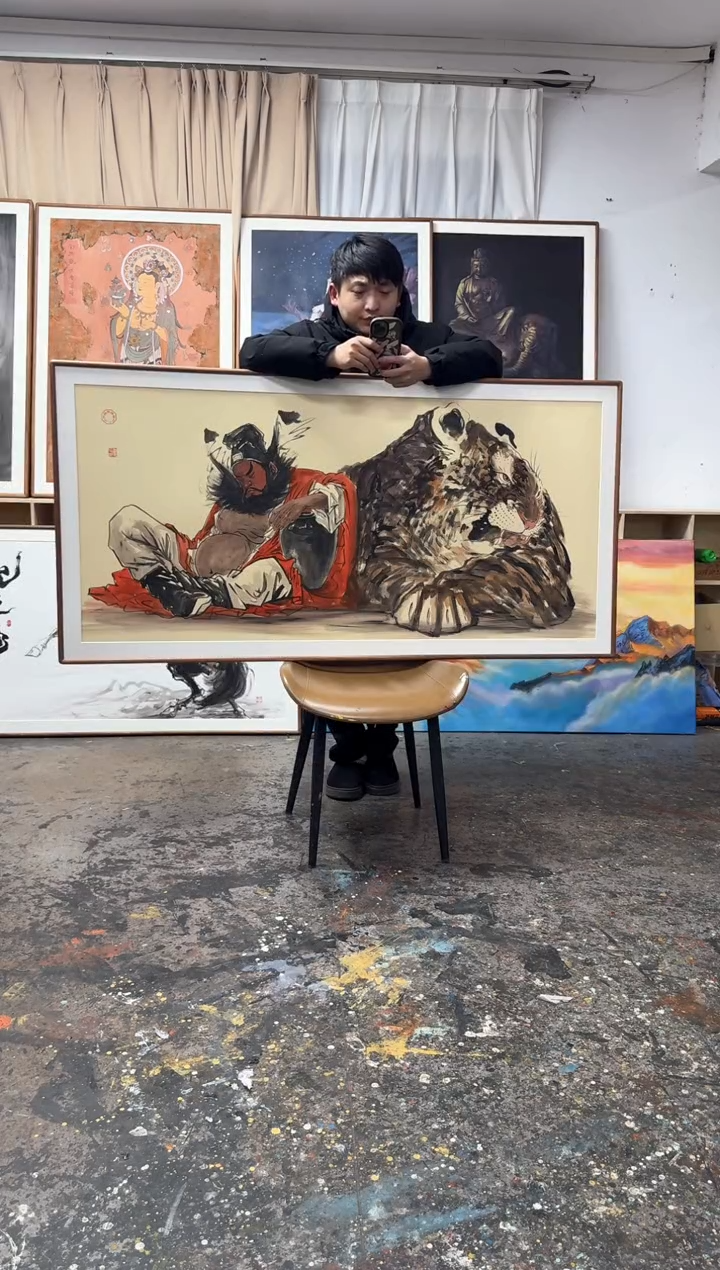 丙烯画ଘ****?画江湖老师钟馗精装裱