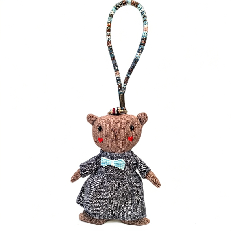 蓝裙暖暖熊-小众设计师款布艺玩偶可做背包挂件车后视镜挂件礼品