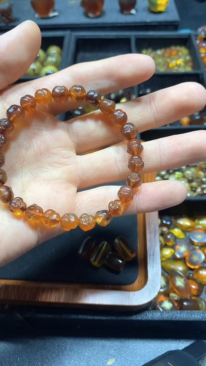 琥珀颈饰未镶嵌天然缅甸琥珀手串