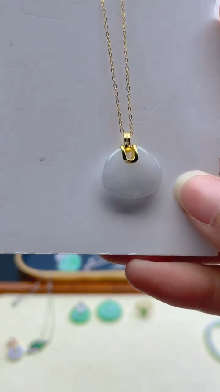 【闪购商品】翡翠颈饰银S925镶嵌天然A货翡翠