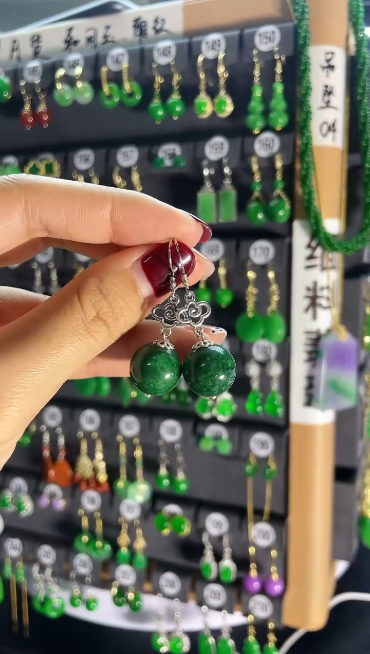 【闪购商品】翡翠耳饰银S925镶嵌021...