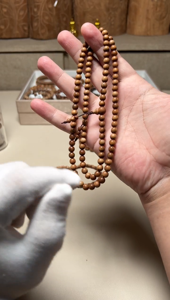 檀香木手串/手链四抛料老山檀香0.6/108尾档福利