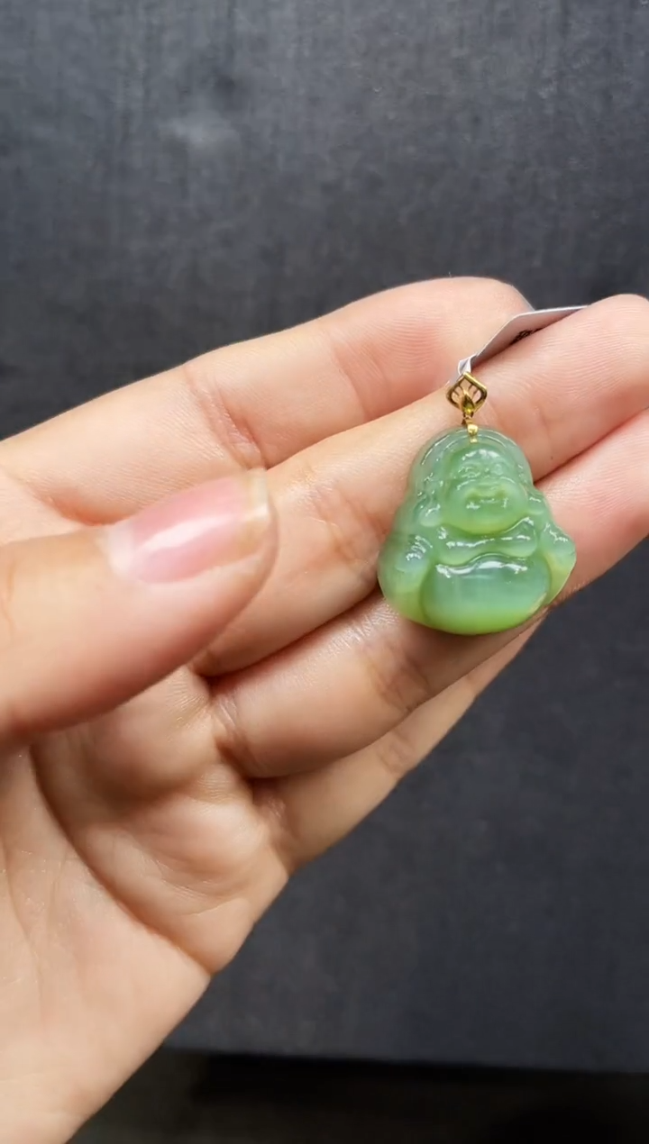 【闪购商品】和田玉吊坠18K金镶嵌27MM 多样性发一