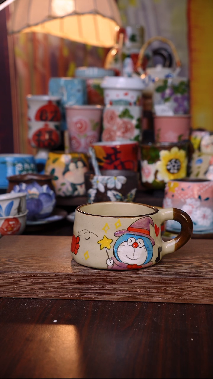 杯子陶泥垚手作 景德镇手工手绘陶瓷器物