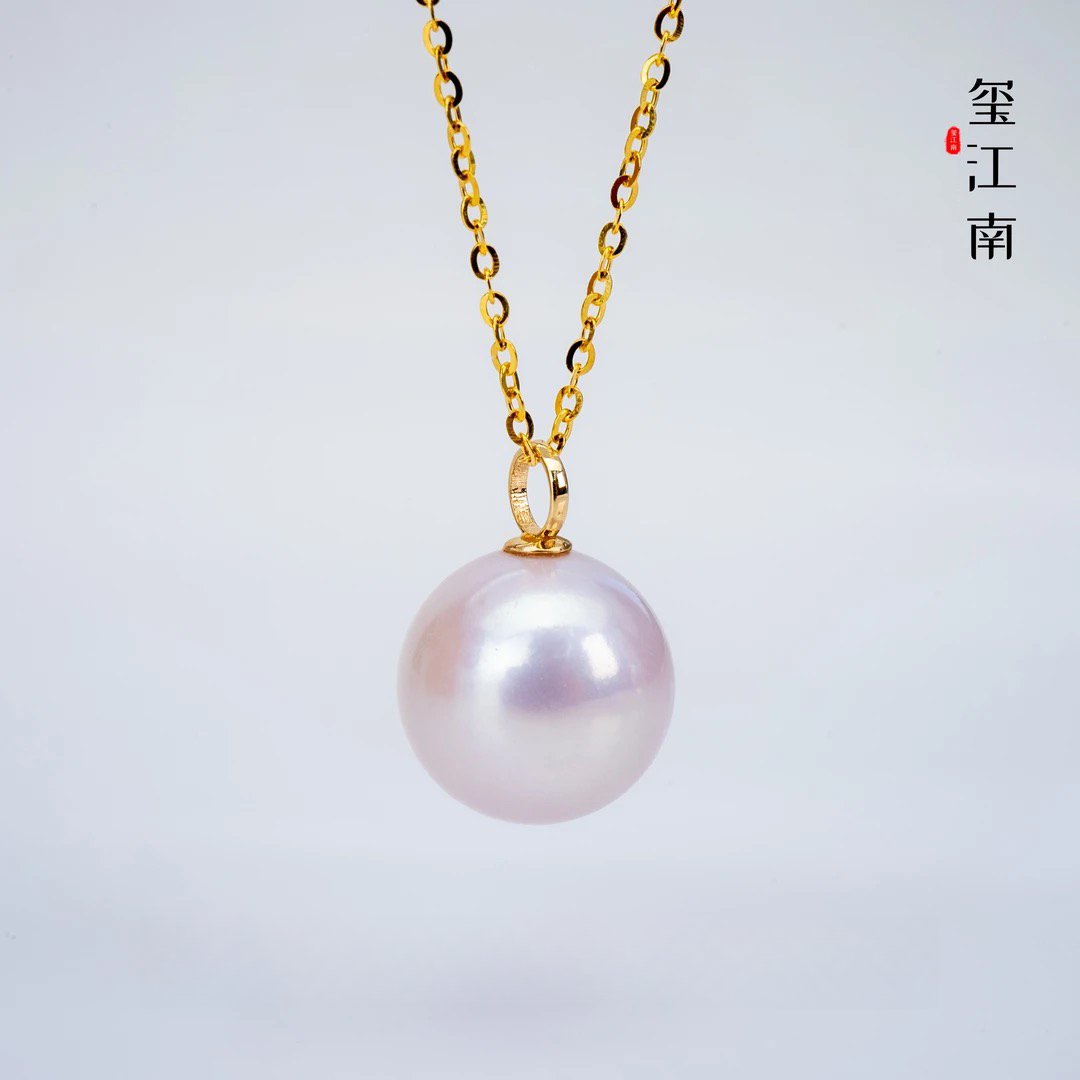 龙珠吊坠｜淡水珍珠吊坠18K金(赠银链)微瑕项链12～13mm FD032