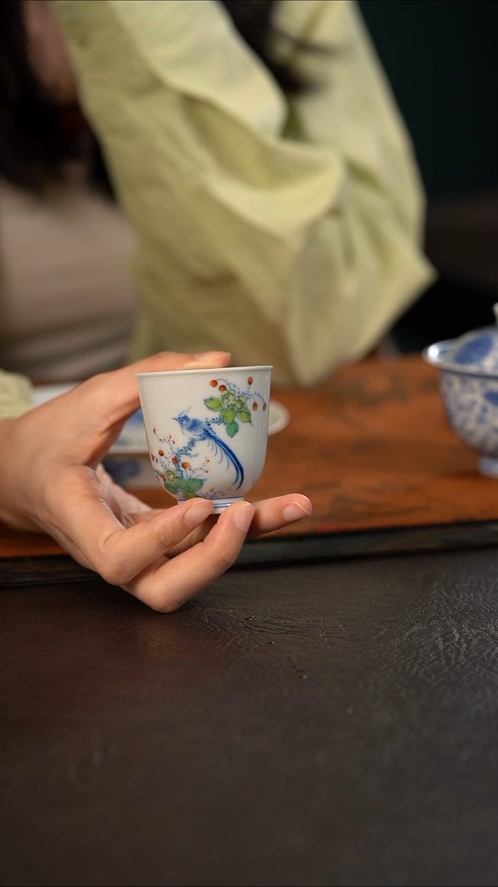 杯聚澜堂斗彩花鸟闻香杯