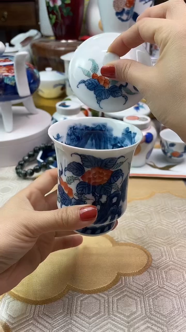 【闪购商品】盘田万内外绘青花盖杯