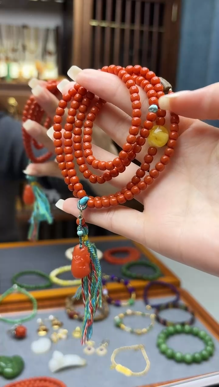 颈饰未镶嵌南红玛瑙南红老型长串JN