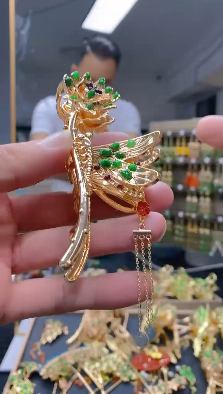 【闪购商品】翡翠耳饰合金0128翡翠发簪