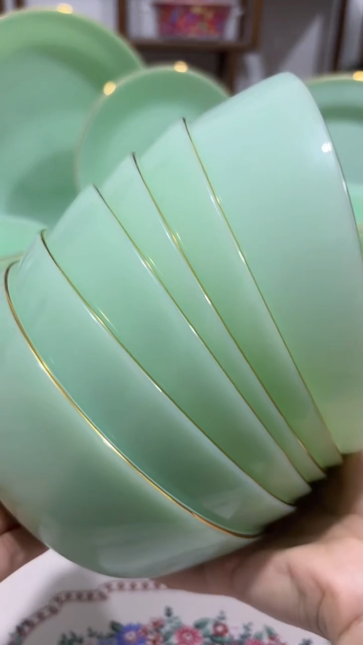 硬质细瓷5.5英寸玉瓷碗6个口径13.8厘米 