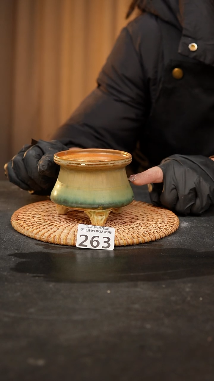 【闪购商品】瓷片263泥泥手工花盆口8高8