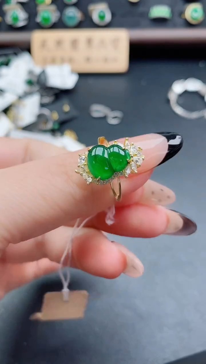 银S925镶嵌戒指翡翠1