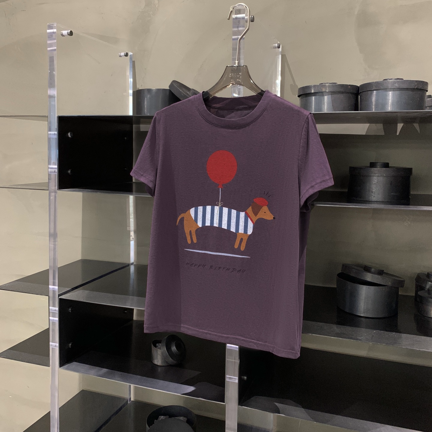 童趣休闲卡通小狗气球字母印花短袖T恤女 T8624