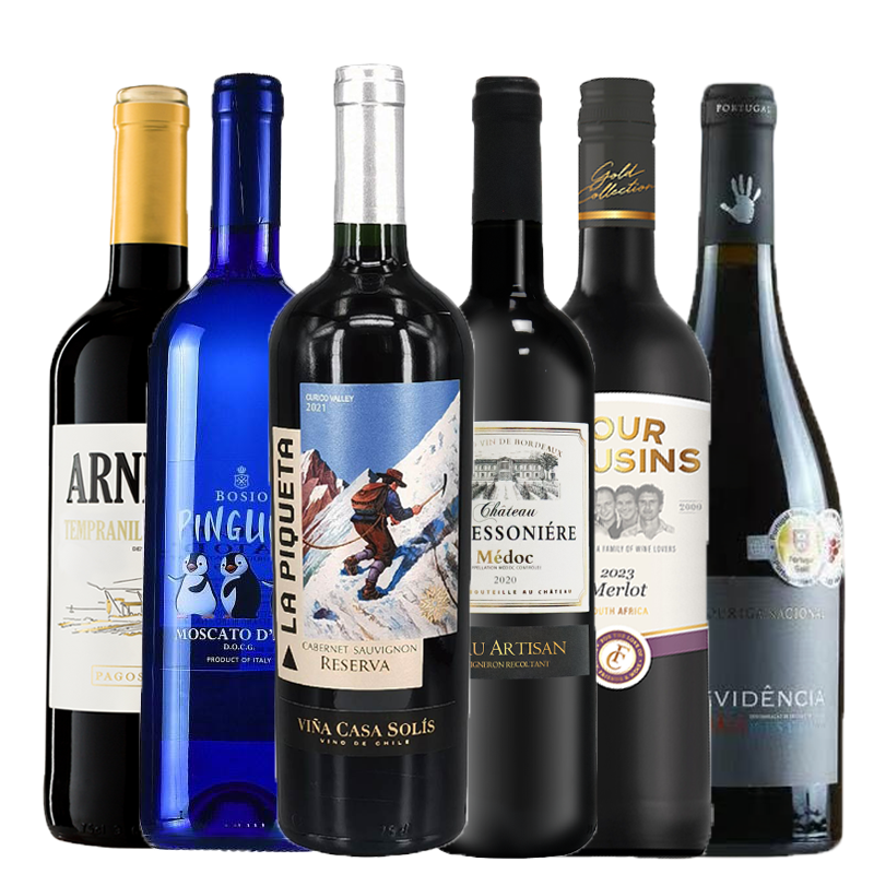 【原瓶进口】环球6国葡萄酒佳酿组合装750ML*6
