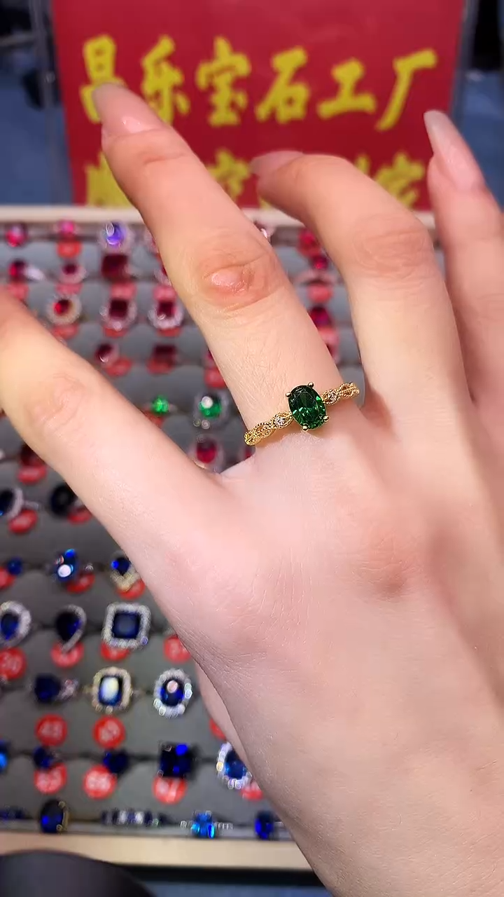 【闪购商品】透辉石戒指银S925镶嵌1111