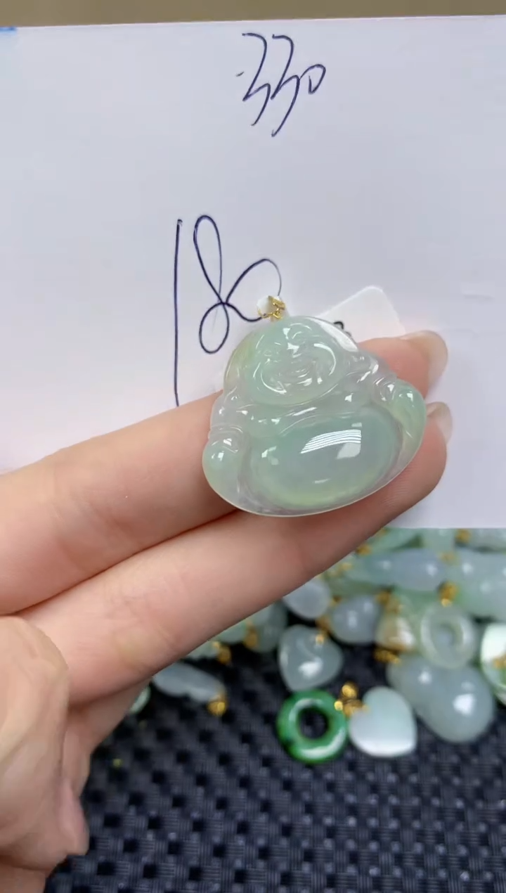 【闪购商品】翡翠颈饰18K金镶嵌天然缅甸A货翡翠