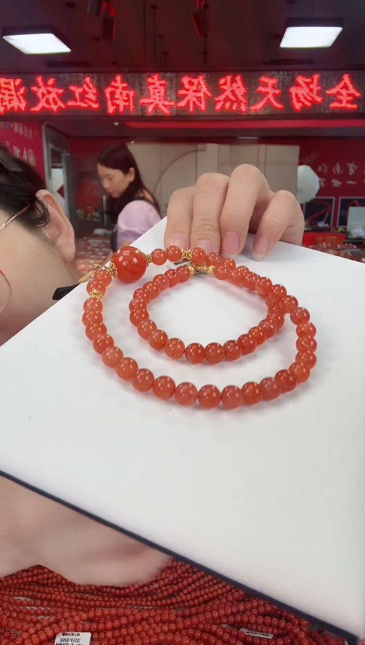 【闪购商品】南红玛瑙银S925镶嵌冰红DIY女神链一个/条