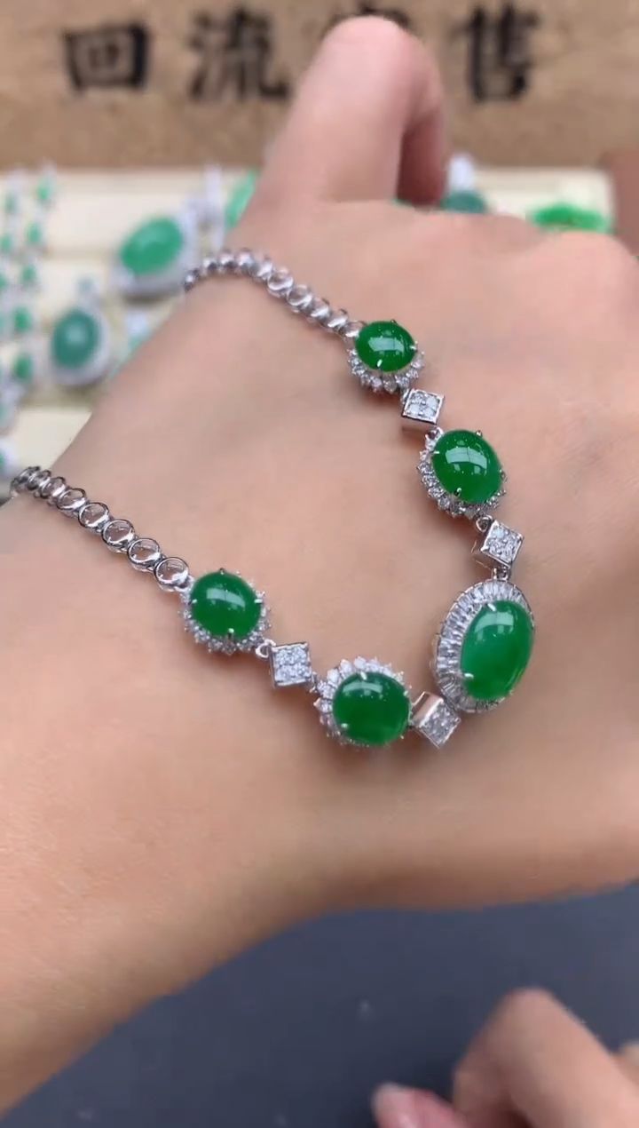 【闪购商品】翡翠手串18K金镶嵌610-中国好珍宝