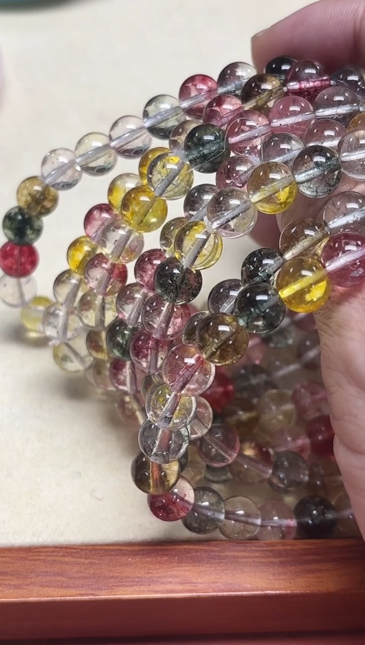 604号卡8mm四色圆珠手串