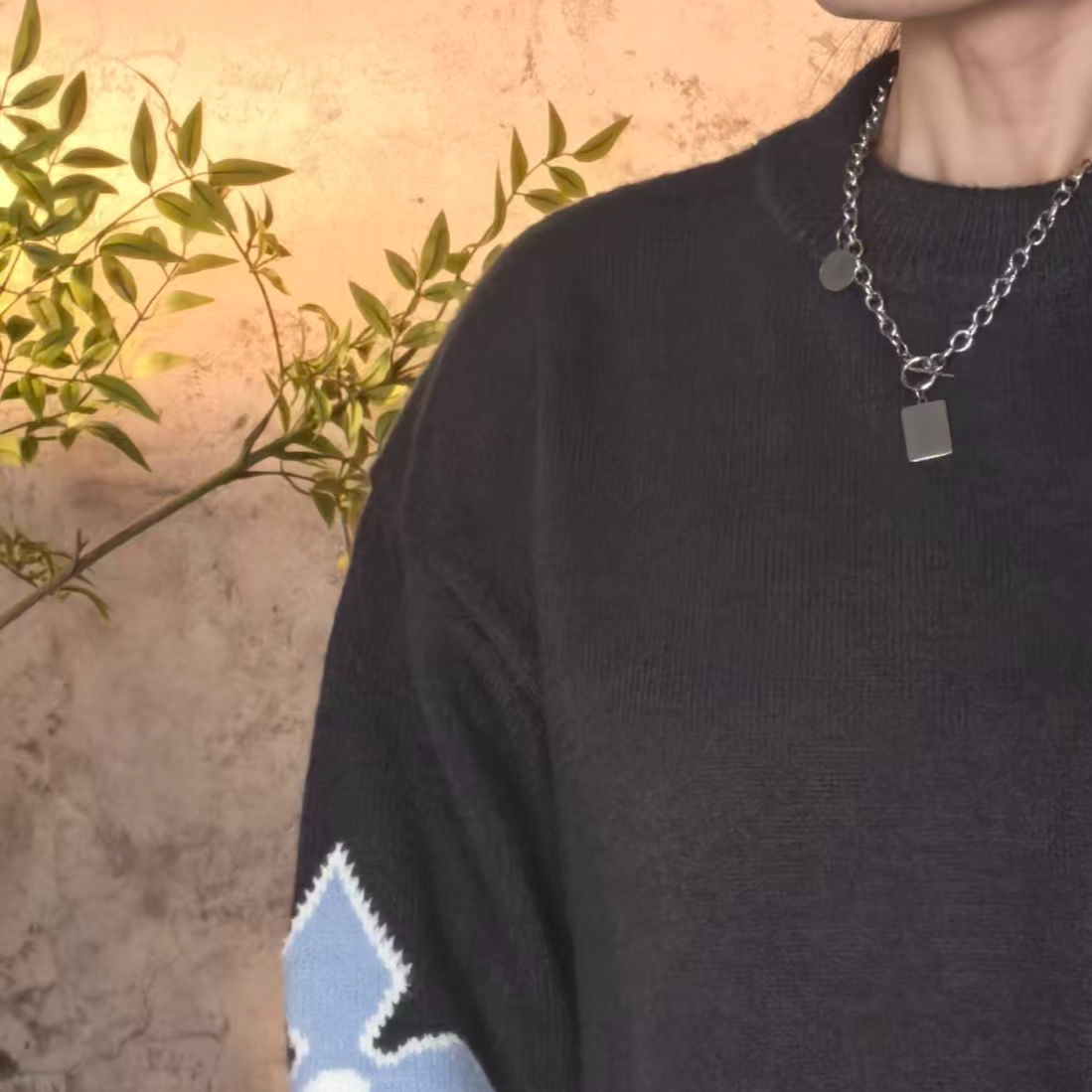 【Lin million专属】秋冬新款通用休闲男女百搭宽松提花针织衫W0014