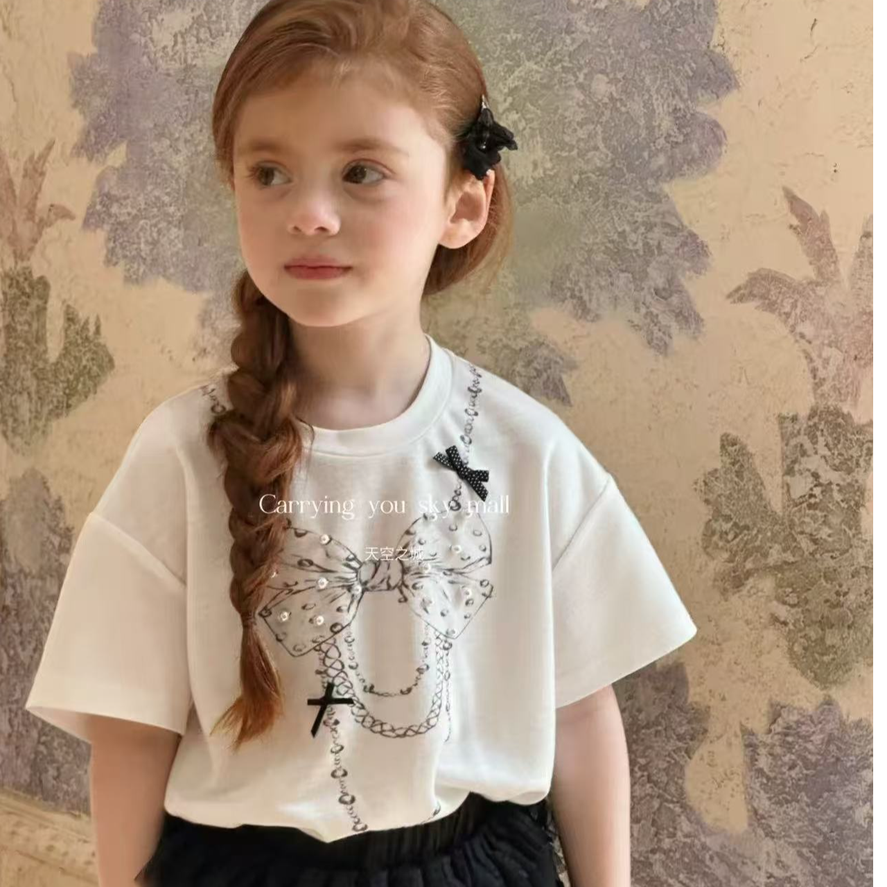 Alice *059* 仙女福利 天空之城蝴蝶结印花T恤