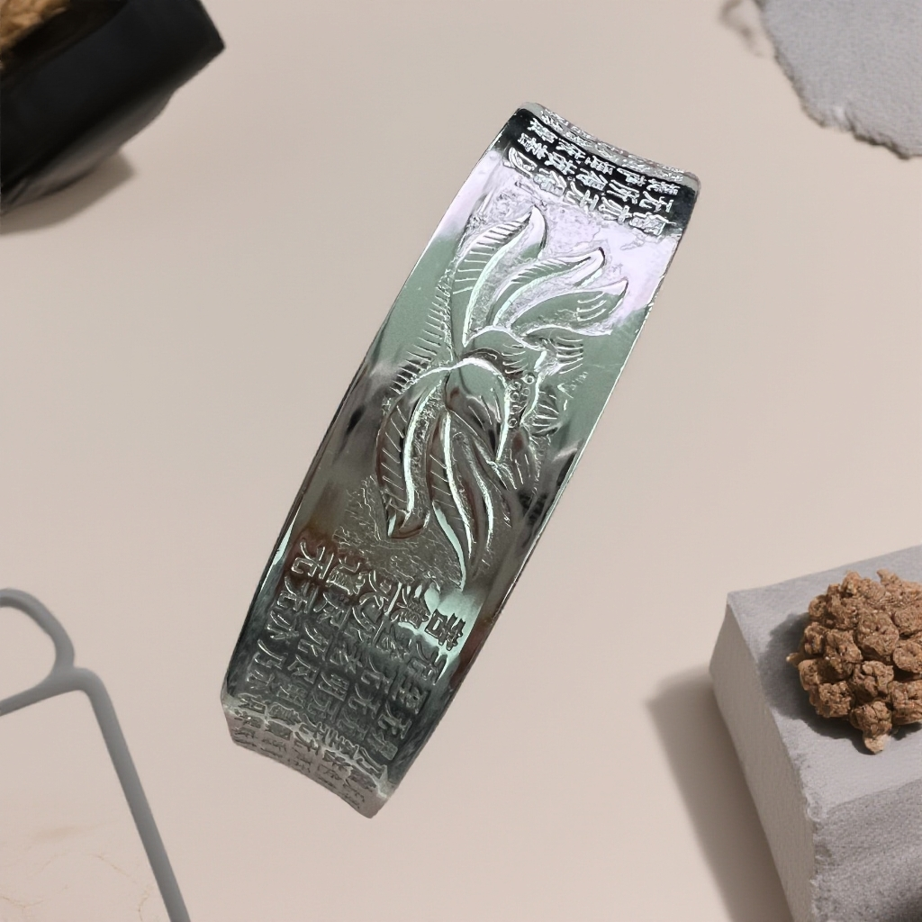 足银手镯 正品纯银手镯C16女开口大悲咒莲花银饰心经银镯子送妈妈