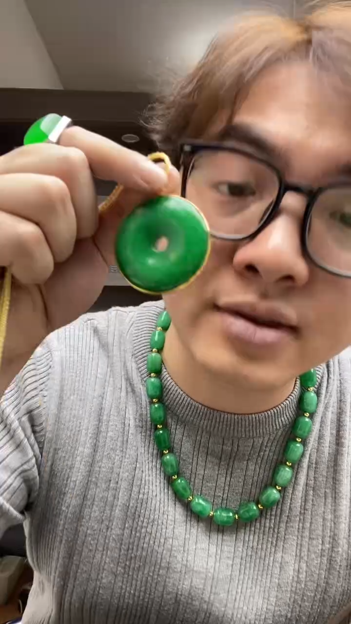 翡翠未镶嵌吊坠(赠链)时尚高端45mm平安扣