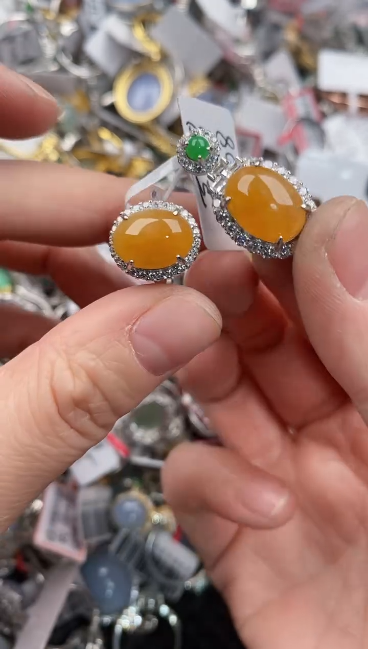 银S925镶嵌戒指翡翠444   10