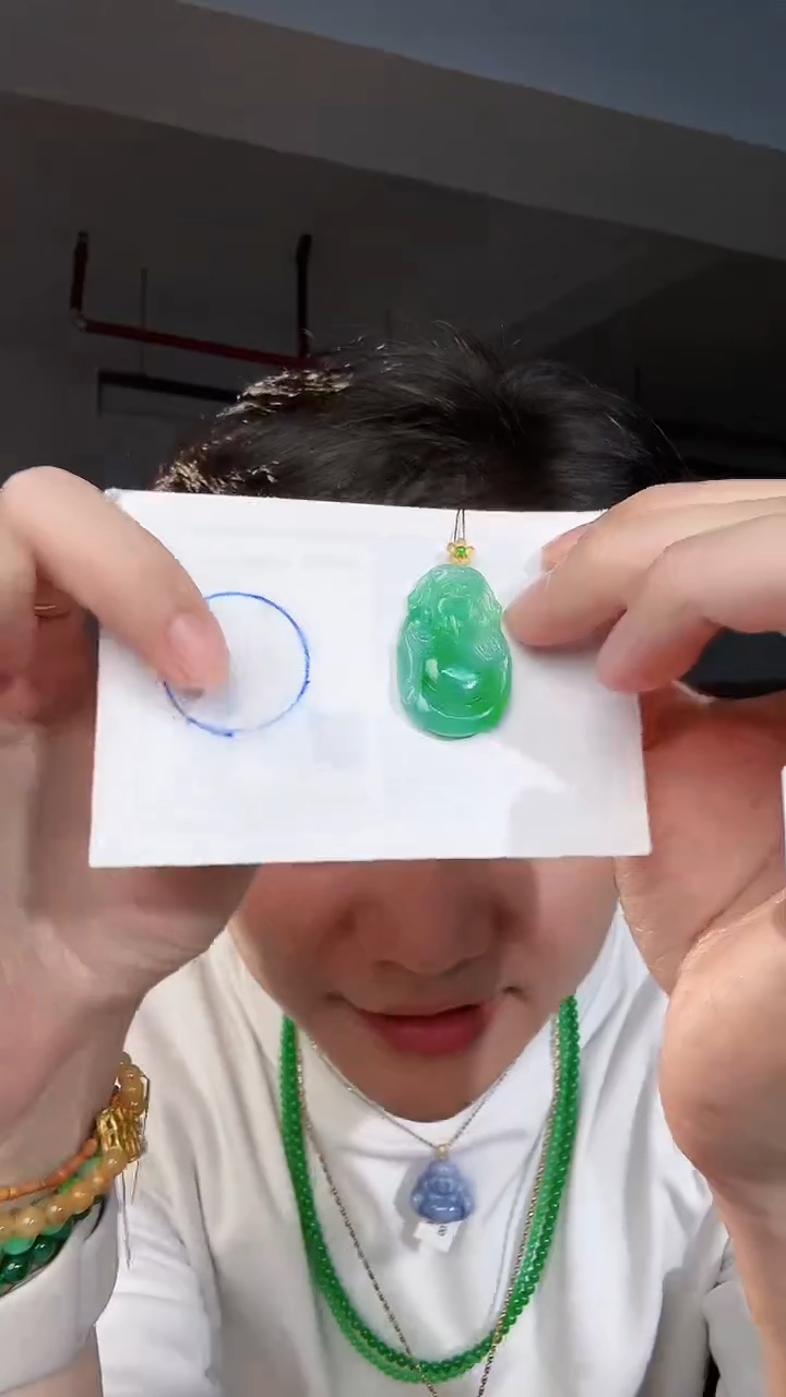 【闪购商品】翡翠颈饰18K金镶嵌缅料A货翡翠/支持复检/一件