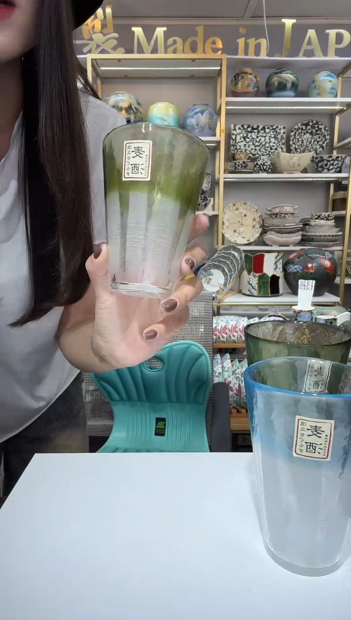 陶瓷300ml阔口杯-杯口淡绿一只