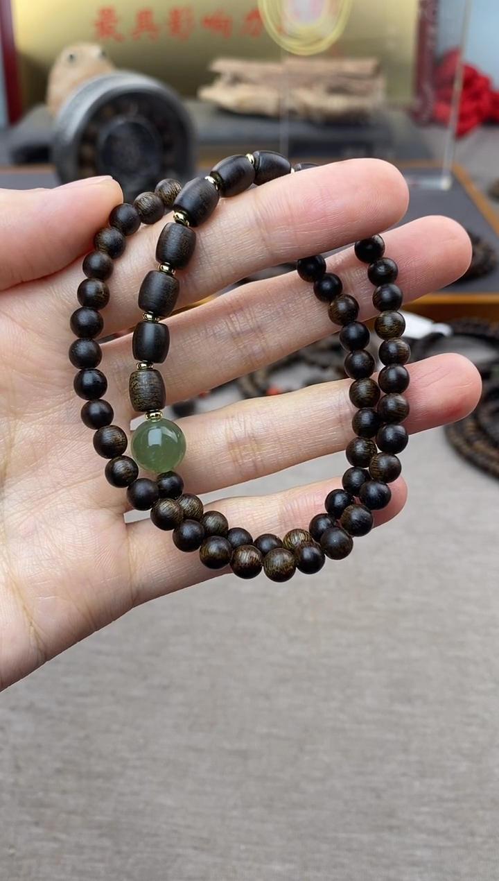 【闪购商品】沉香手串顺化紫棋05+白棋8颗 双圈沉水