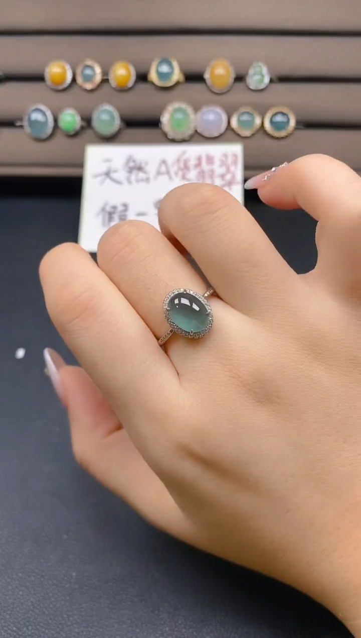 翡翠戒指银S925镶嵌17