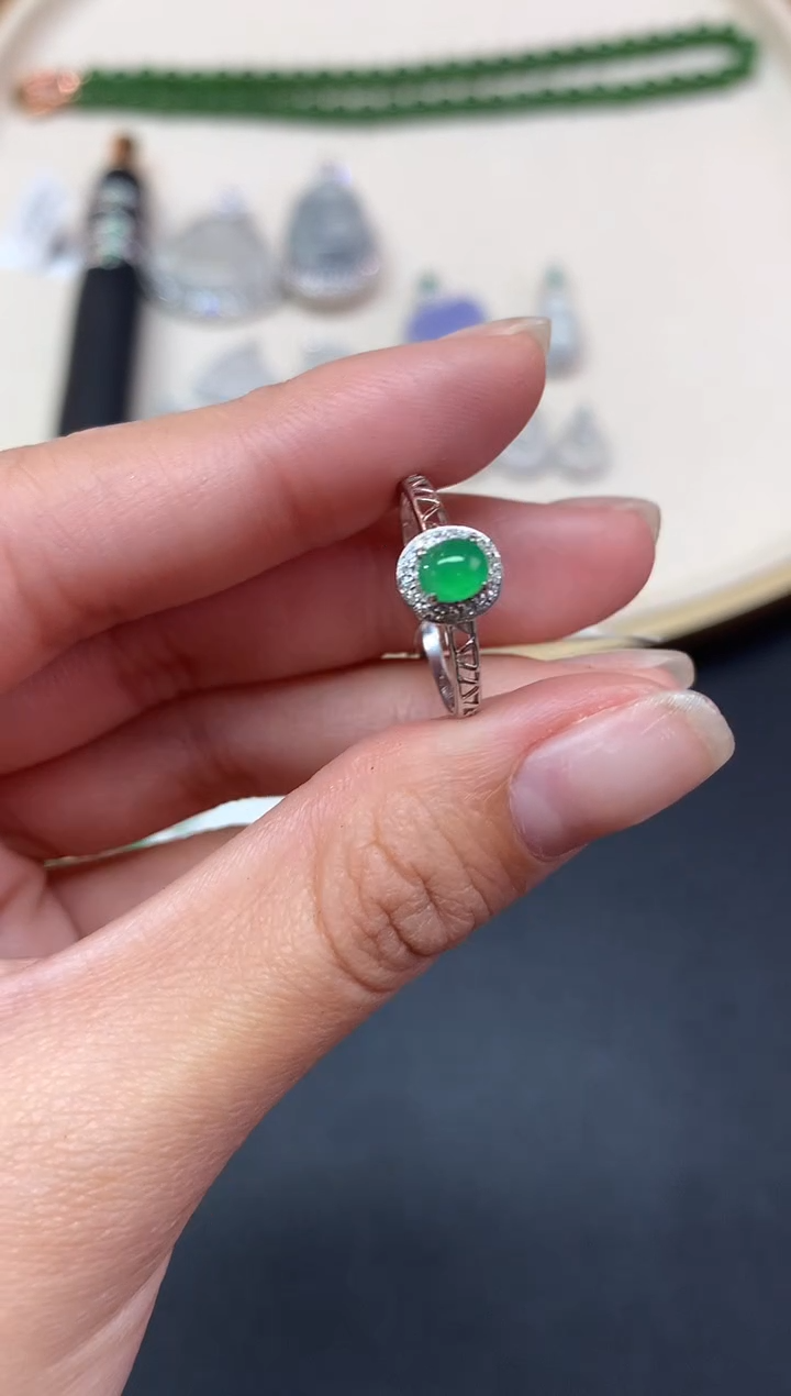 【闪购商品】翡翠戒指18K金镶嵌戒指A367|2980