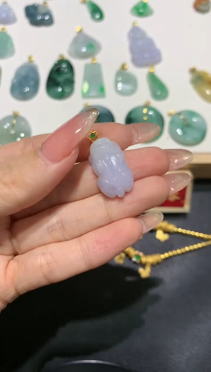 【闪购商品】翡翠吊坠(不含链)18K金镶嵌团购6