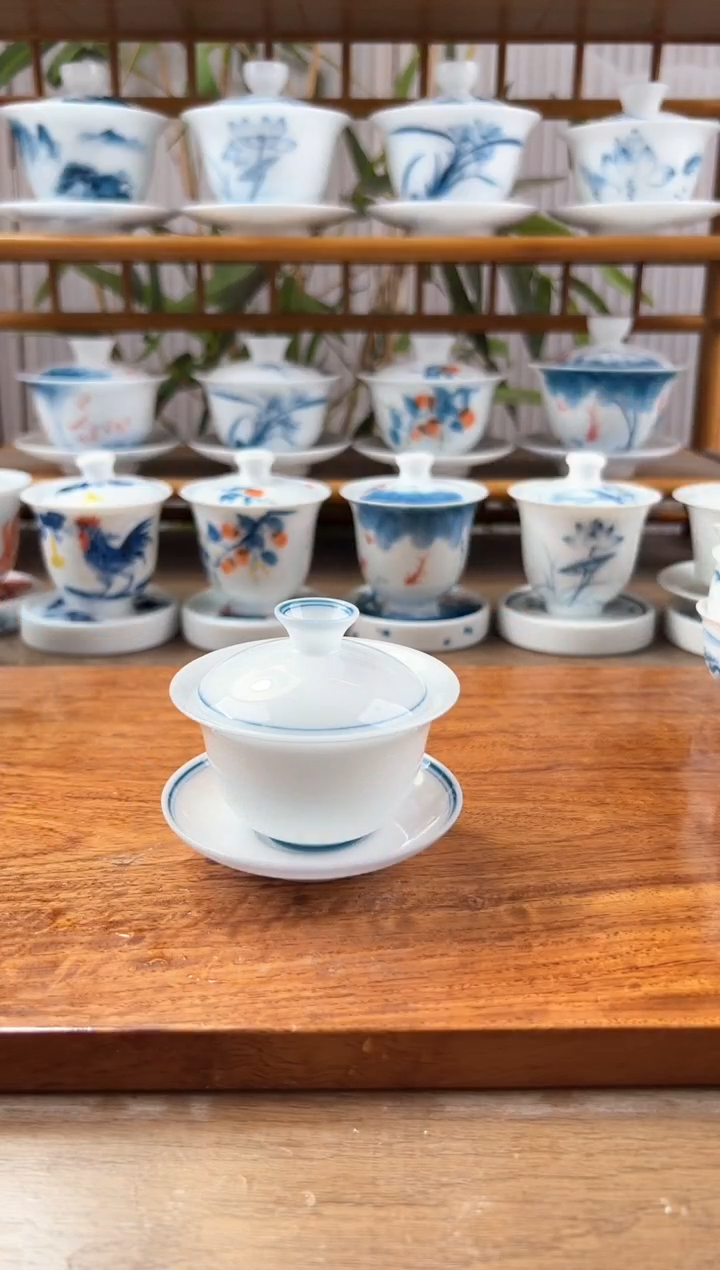 全品高冰玄纹80ml三才盖碗