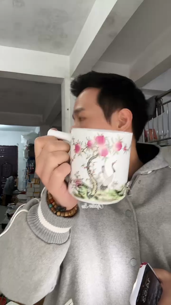 【闪购商品】瓷片陶瓷仙鹤杯子陶瓷仙鹤杯子