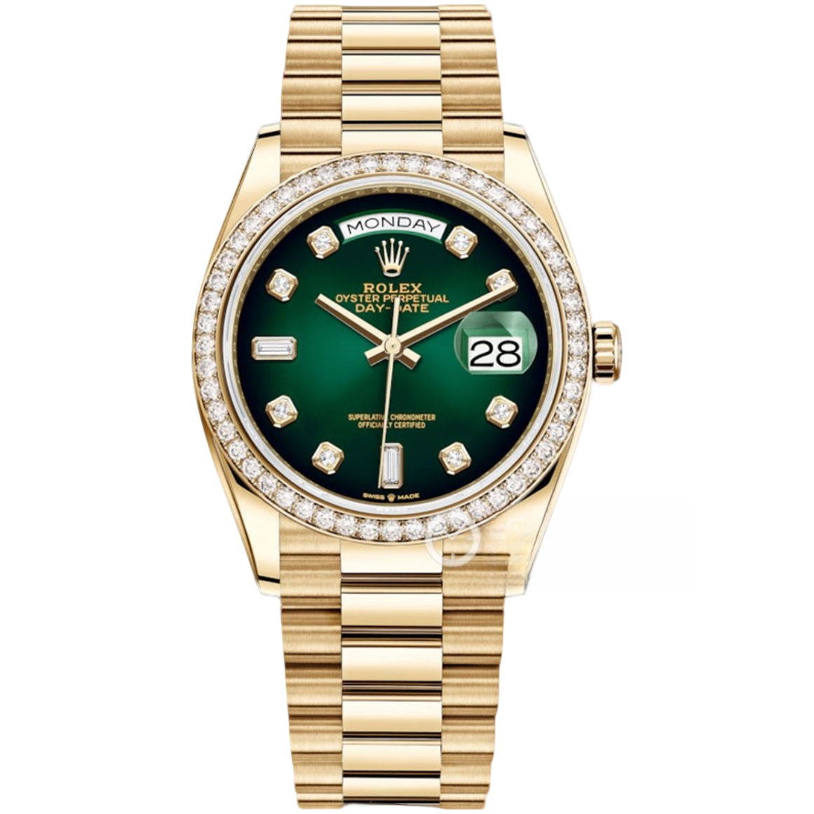99新 Rolex/劳力士 星期日历型自动机械腕表36绿盘128348rbr-0035