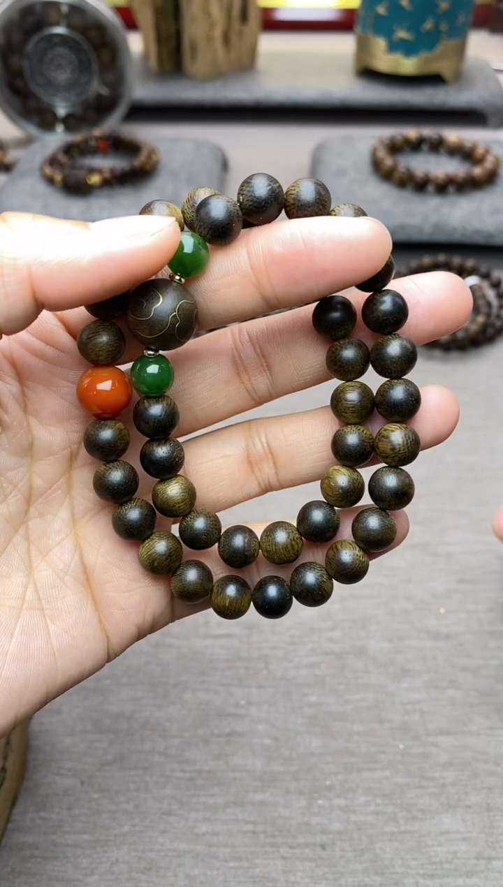 【闪购商品】沉香手串芽庄黄棋楠沉水老料0.8＋祥云1.2设计