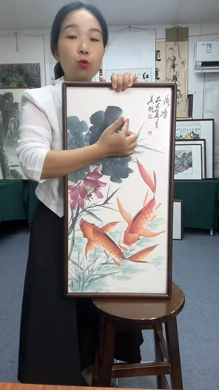 国画35*68实木画框京东包邮手绘