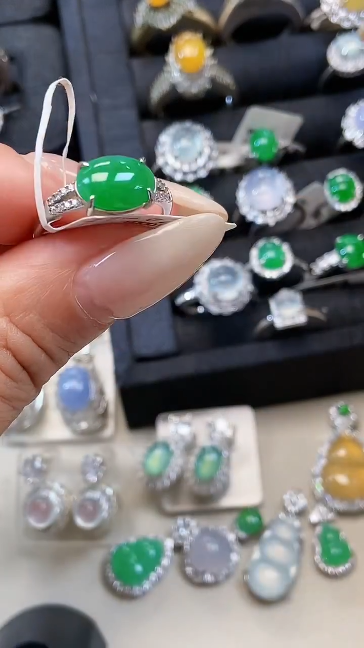 银S925镶嵌戒指翡翠用****06908