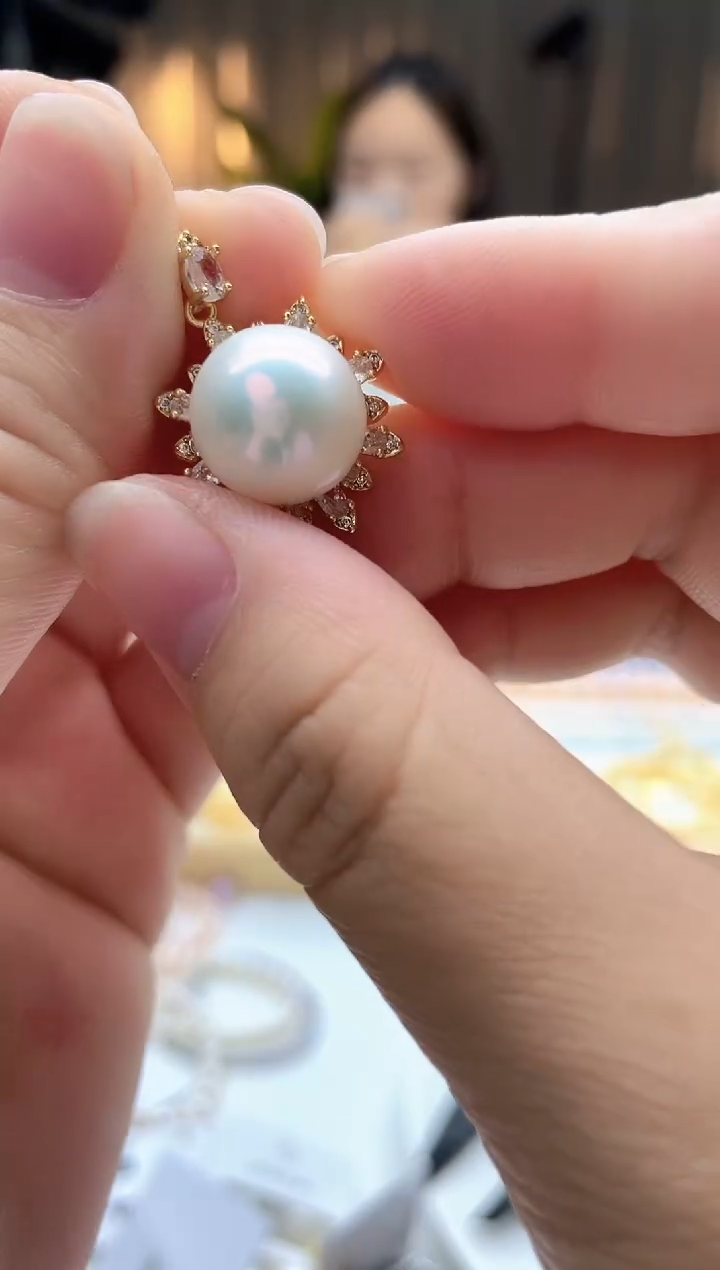 吊坠(不含链)未镶嵌淡水珍珠13mm白珠万能扣