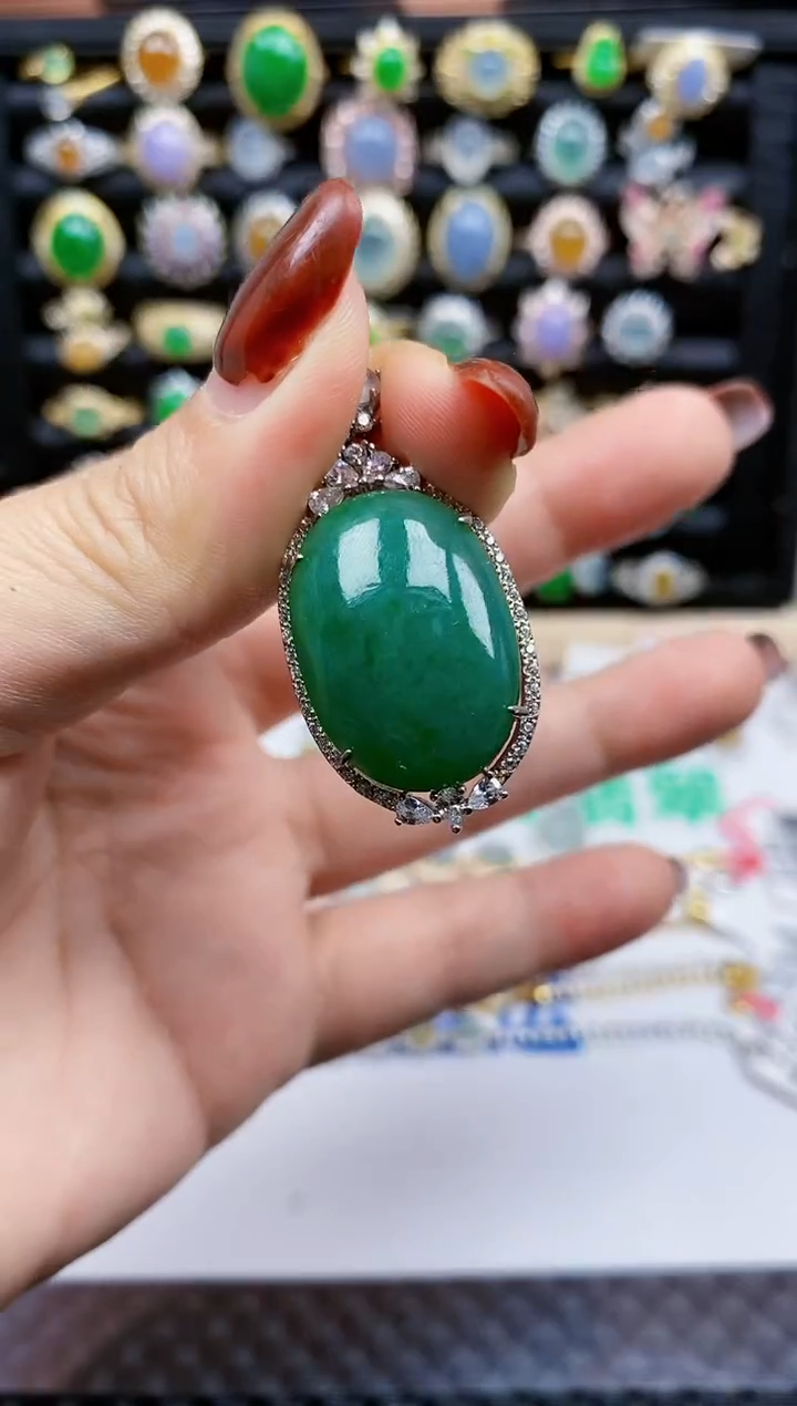 银S925镶嵌戒指翡翠442