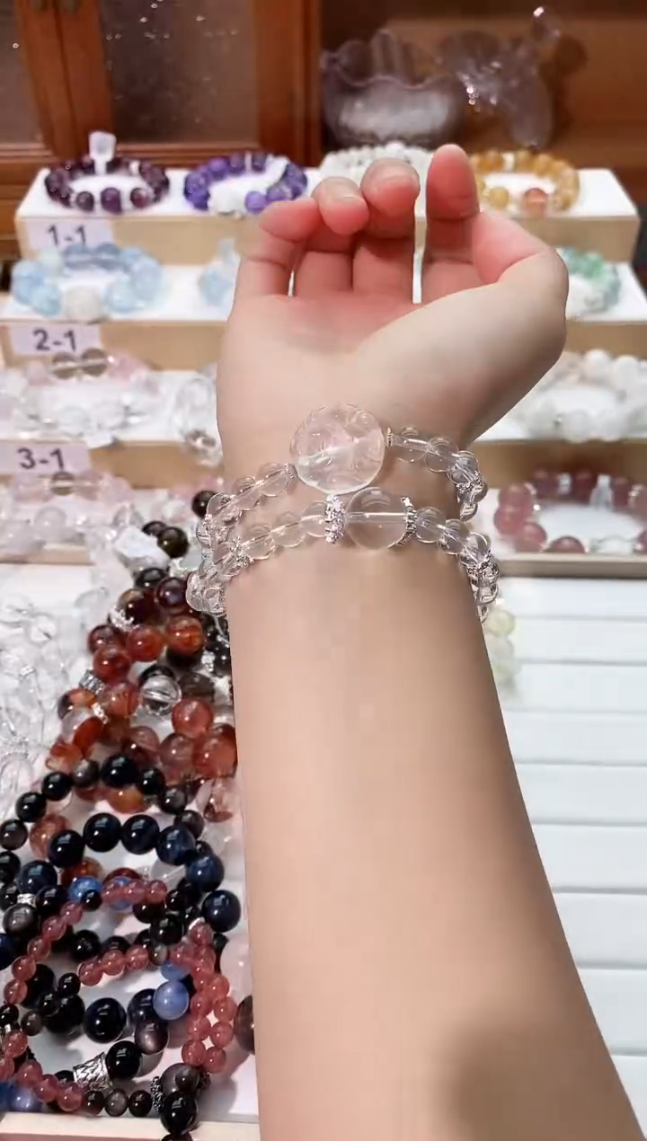 【闪购商品】水晶手串未镶嵌白水双圈狐牌款手串