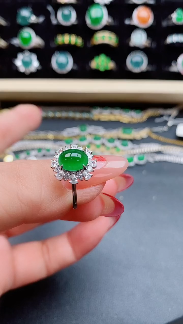 【闪购商品】翡翠戒指银S925镶嵌508055