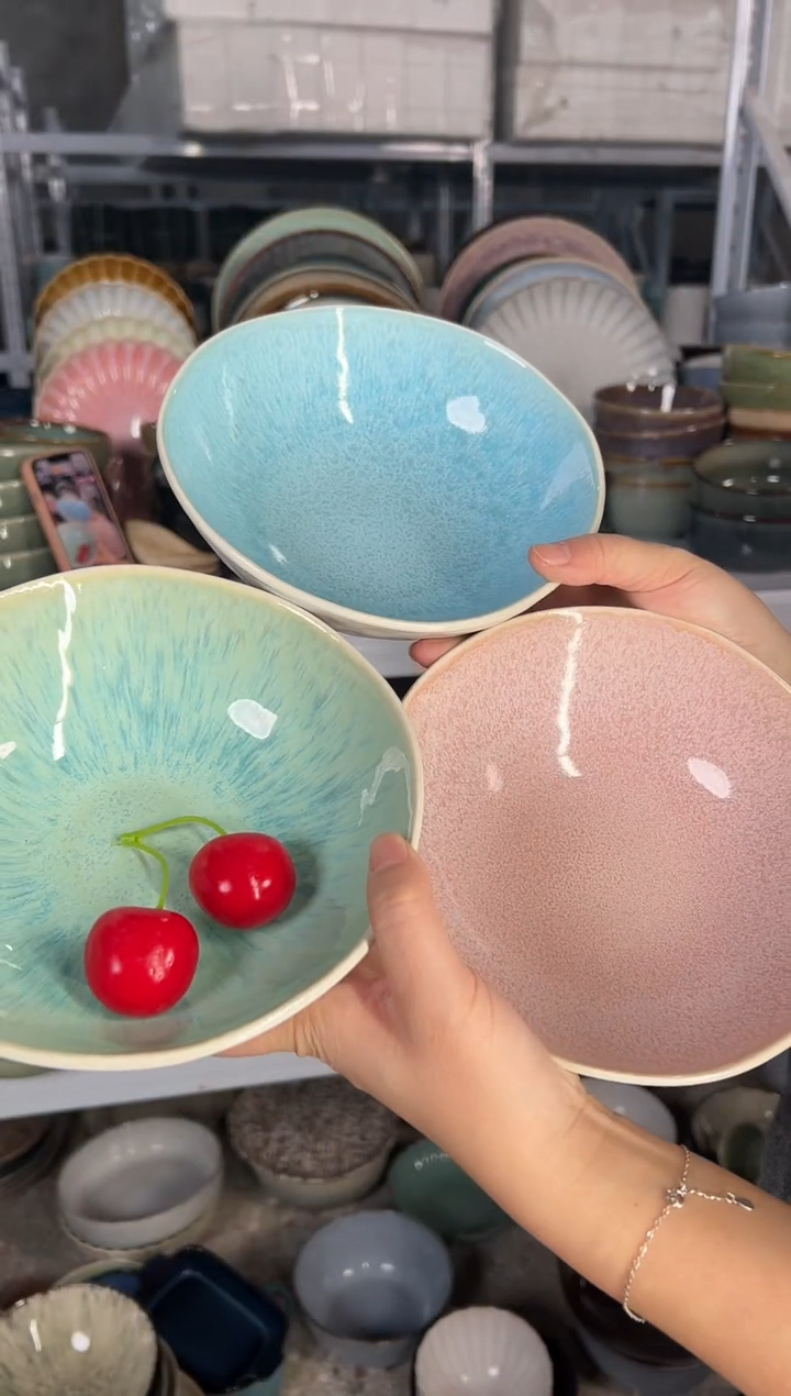 陶瓷外贸尾货瑕疵满20包邮X3菜碗组合
